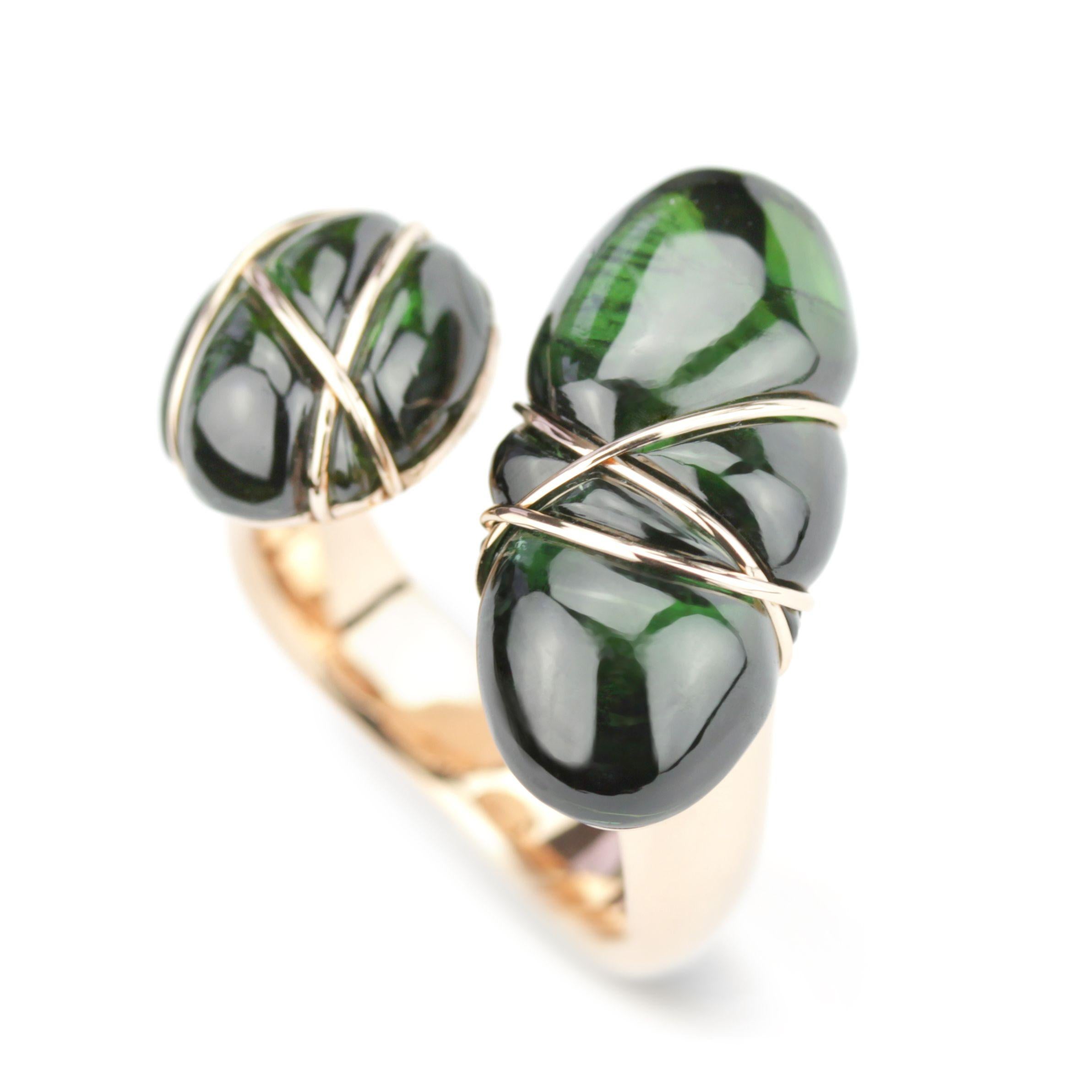 anello aperto in tormalina geen gelly 