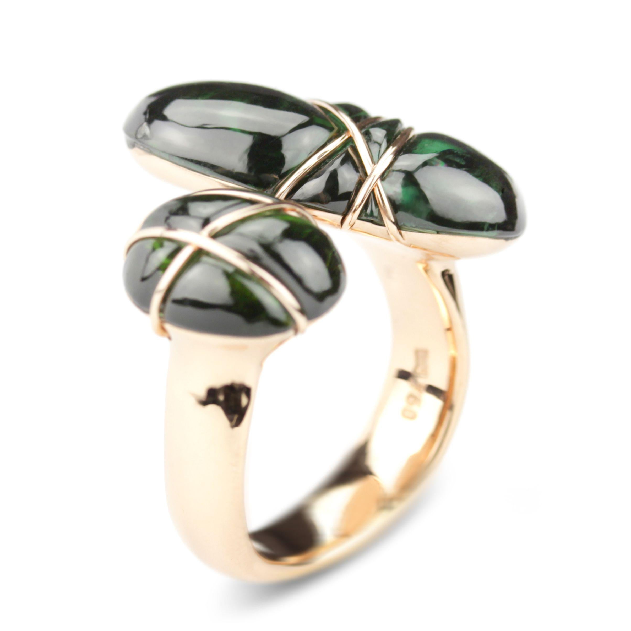 anello aperto in tormalina geen gelly 