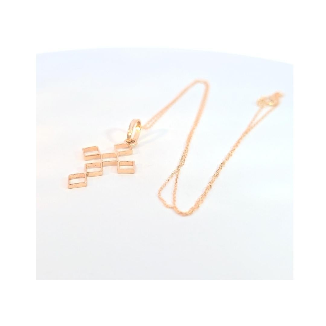 Femenino o masculino Cruz Geométrica Abierta en Oro Amarillo de 14 Kilates en venta