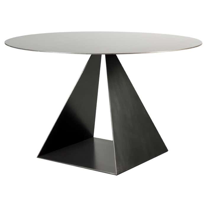 Geometric Triangle Round Top Metal Dining Table Blackened Finish ...