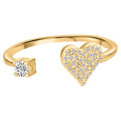 Anello a cuore aperto in oro giallo 14K con diamanti