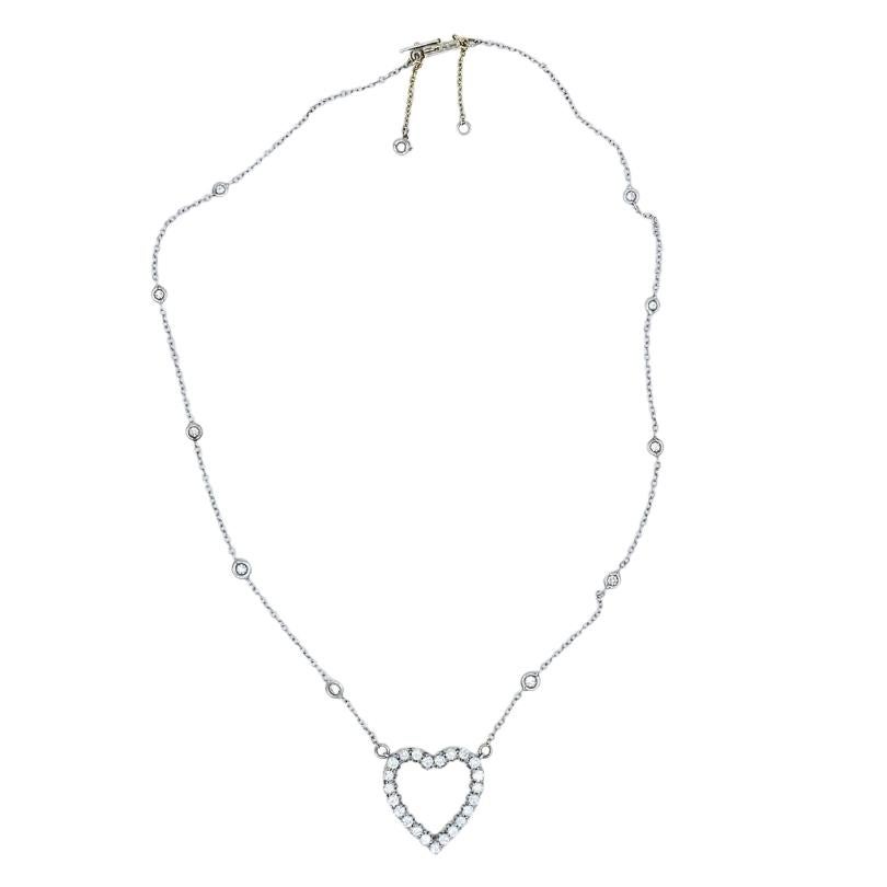 Collana di diamanti a cuore aperto con catena di platino In condizioni buone in vendita a Beverly Hills, CA