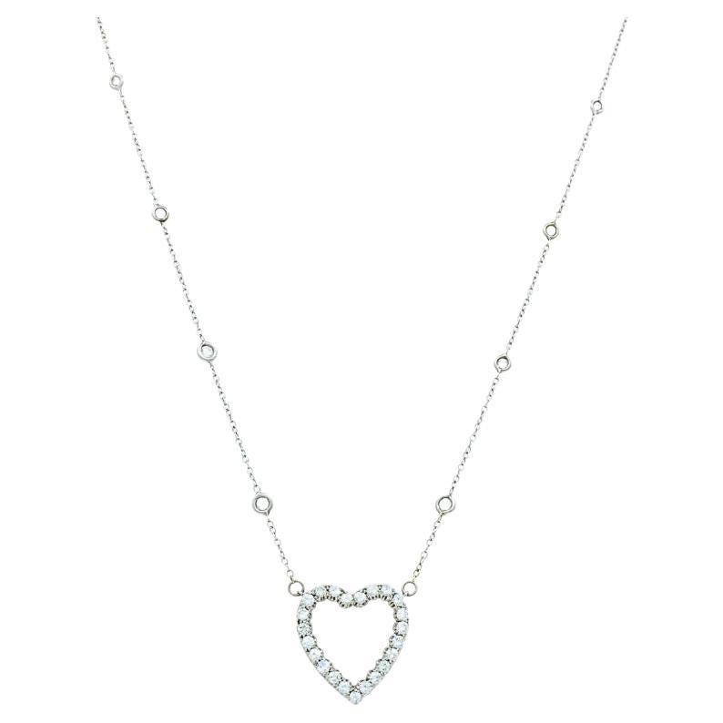 Open Heart Diamond Necklace Platinum Chain