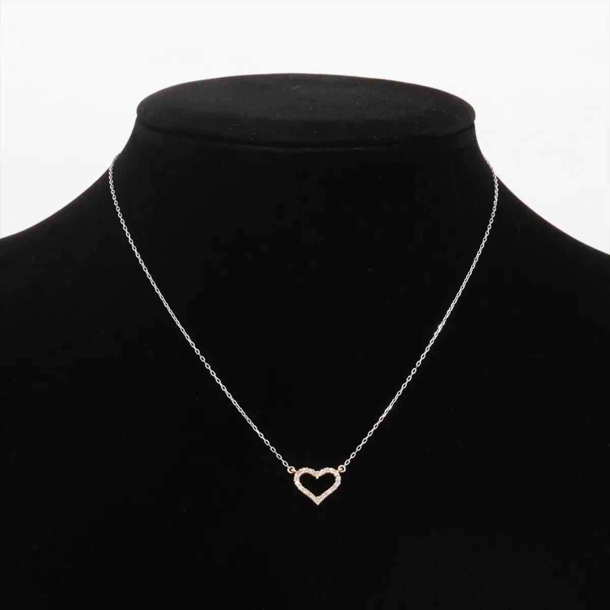 Collier de diamants à cœur ouvert Or jaune x Or blanc 1