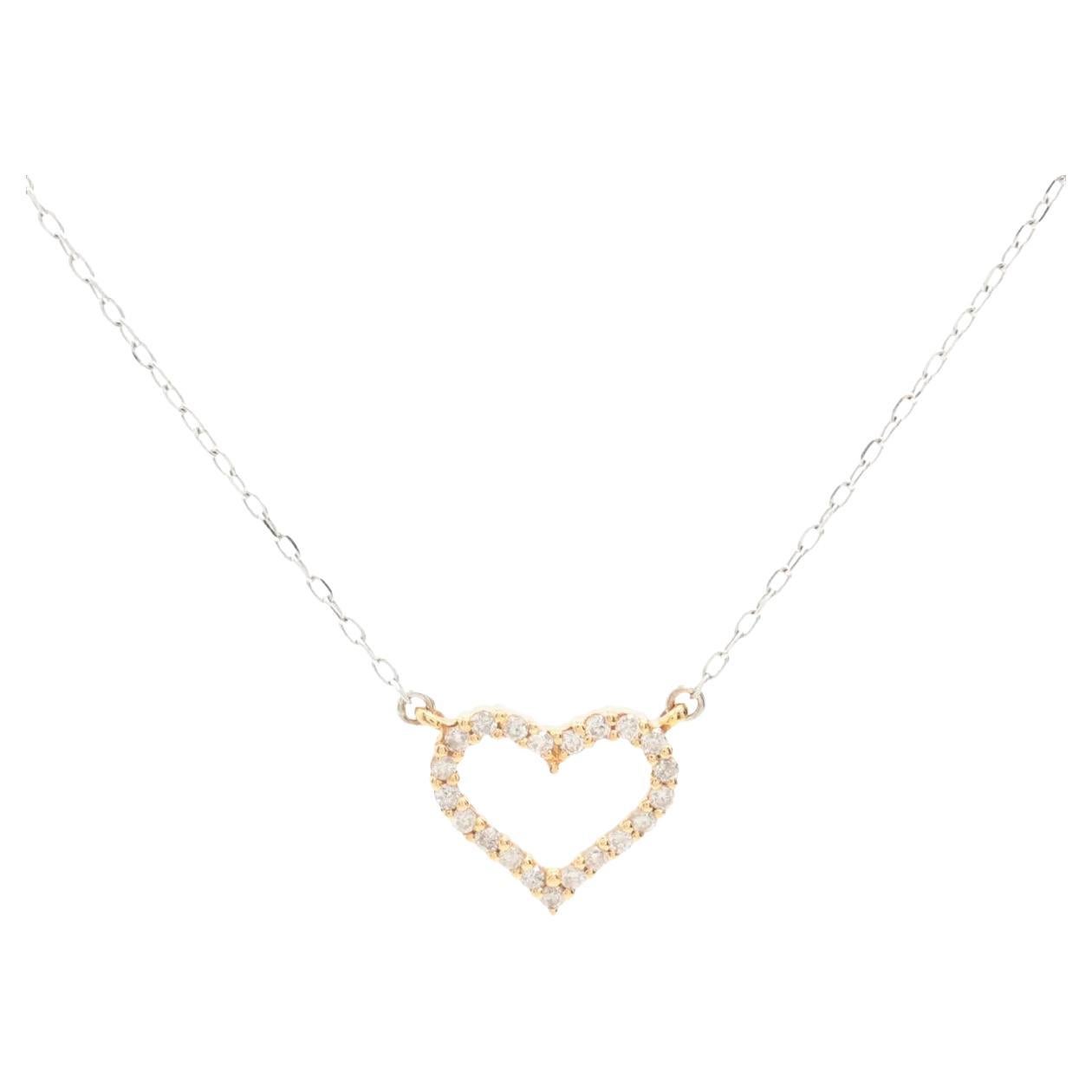 Collier de diamants à cœur ouvert Or jaune x Or blanc