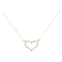 Open-Heart Diamond Necklace Yellow Gold x White Gold