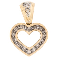 Open Heart Diamond Pendant 18 karat Yellow and White Gold 