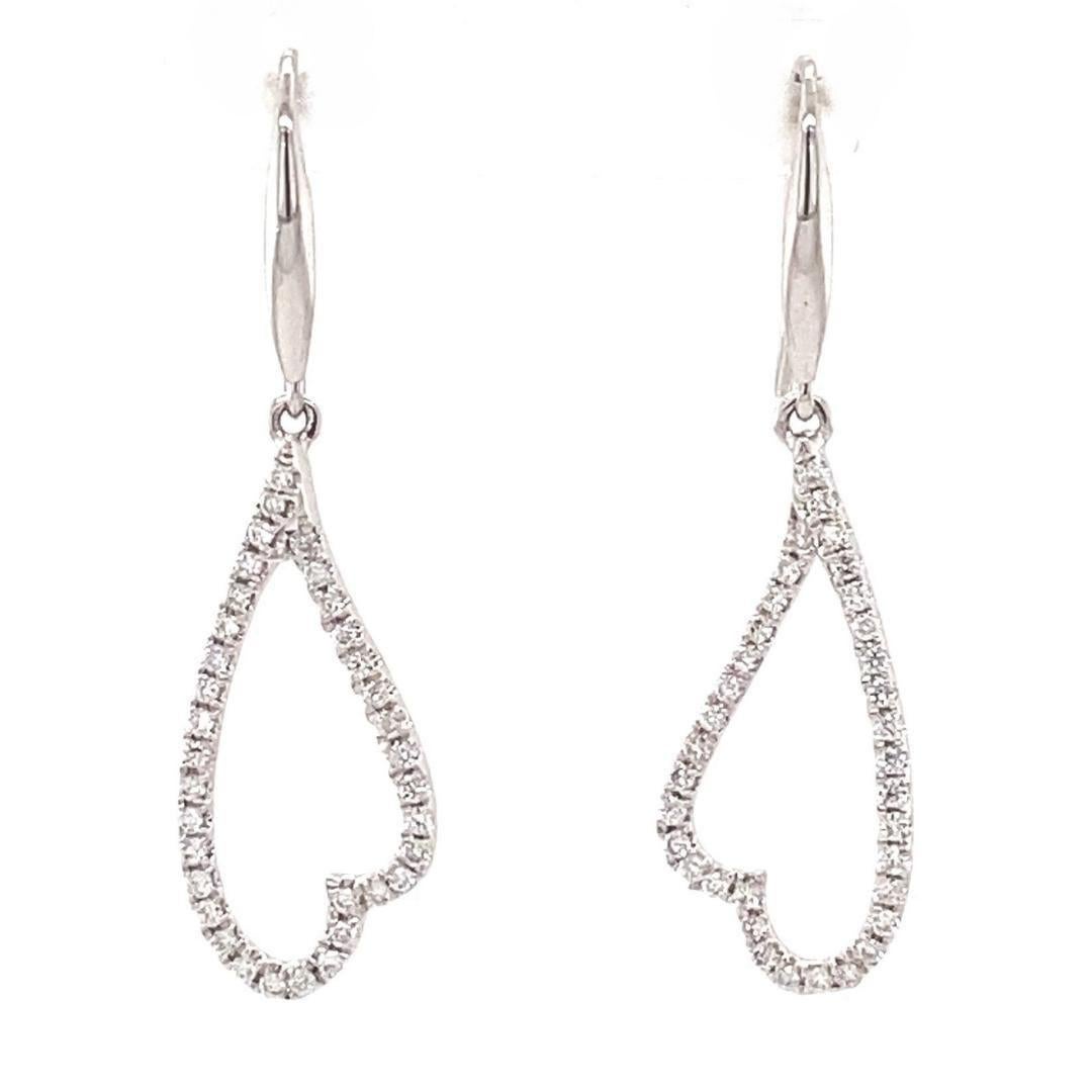 Open Heart Natural Diamonds Dangle Earrings in 14K Solid Gold (Certified) In condizioni Nuovo in vendita a New Delhi, DL