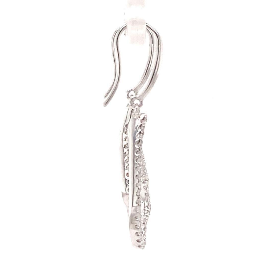 Donna Open Heart Natural Diamonds Dangle Earrings in 14K Solid Gold (Certified) in vendita