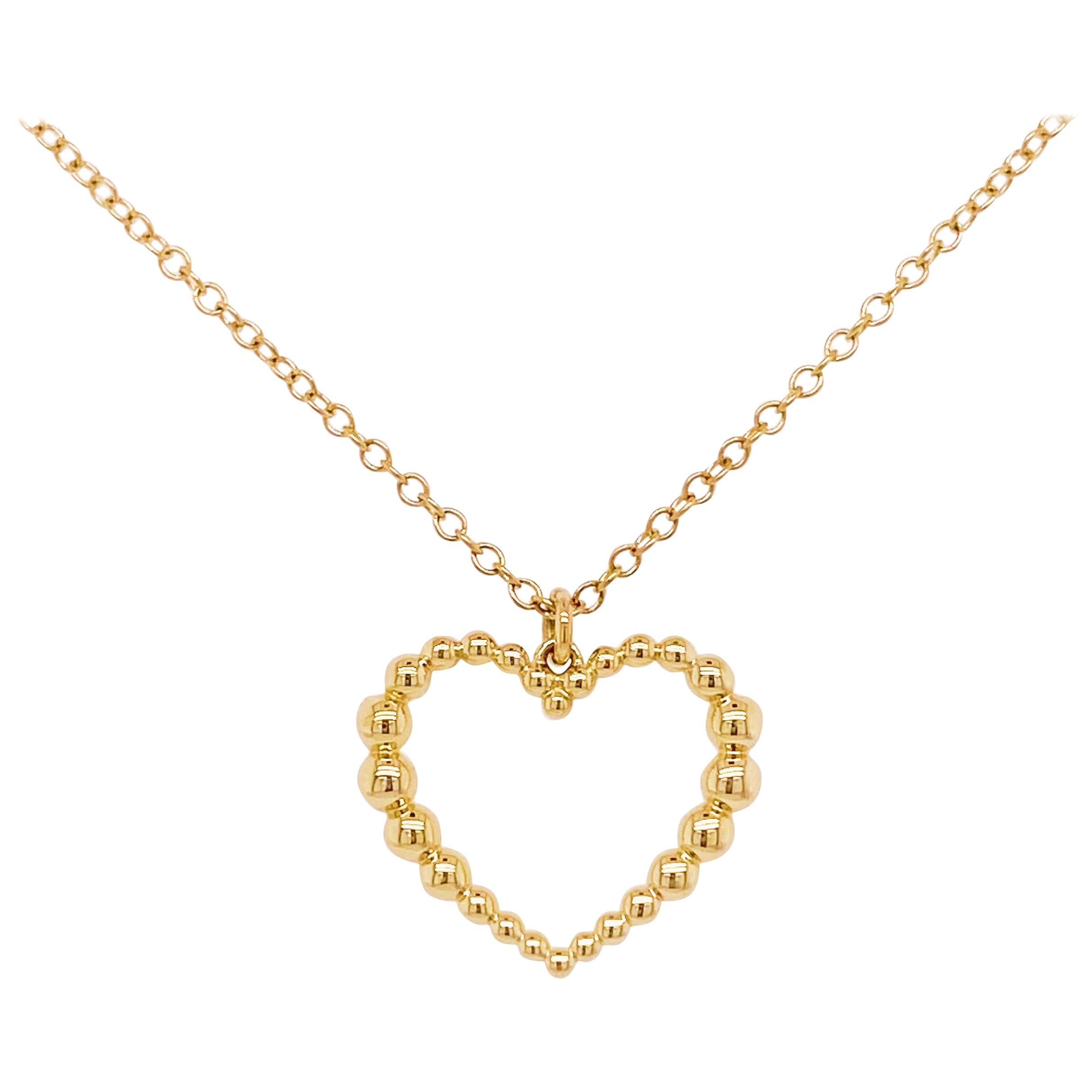 Open Heart Necklace, 14 Karat Yellow Gold Heart Necklace Pendant, NK6561Y4JJJ