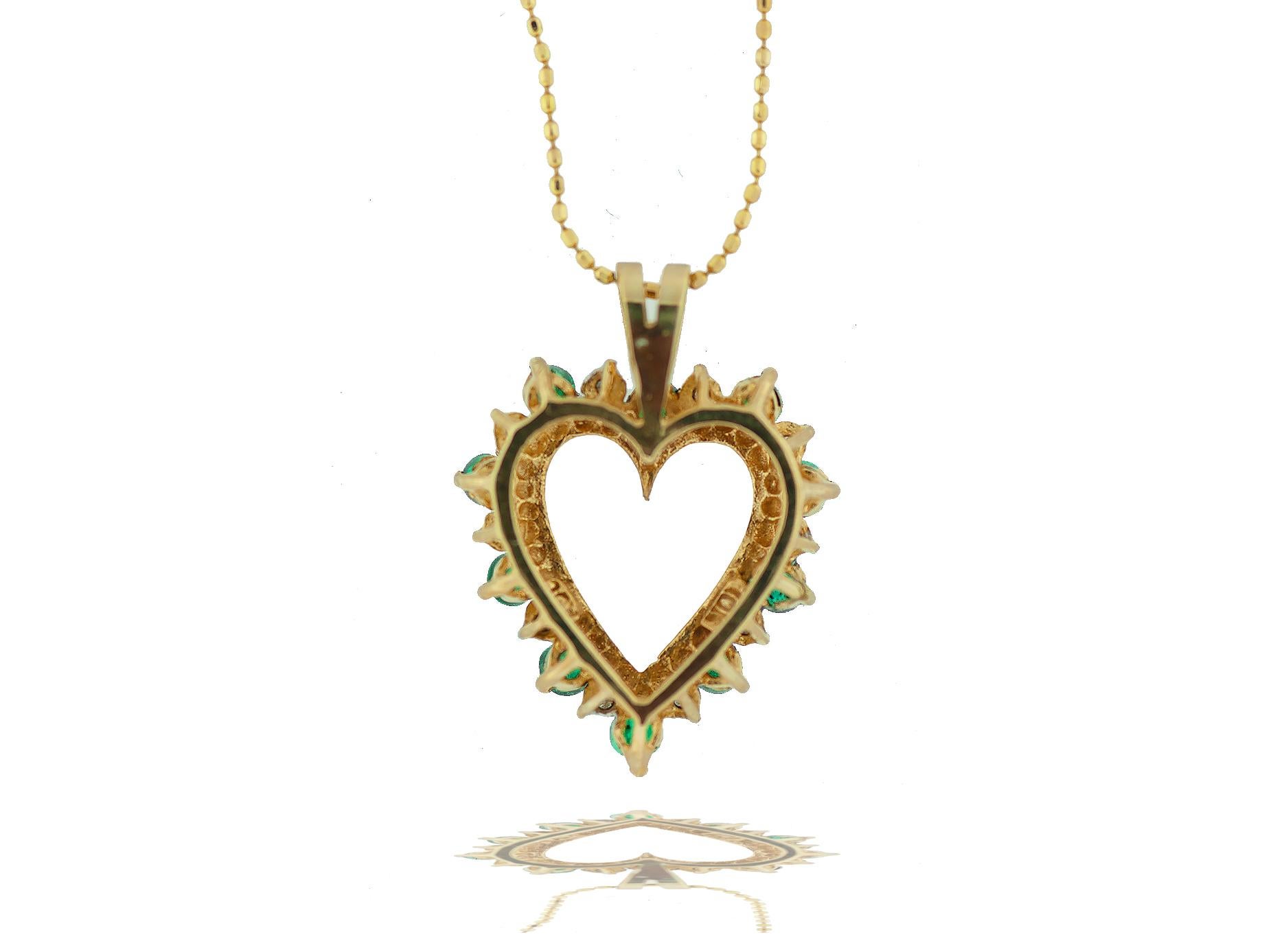 emerald and diamond heart pendant