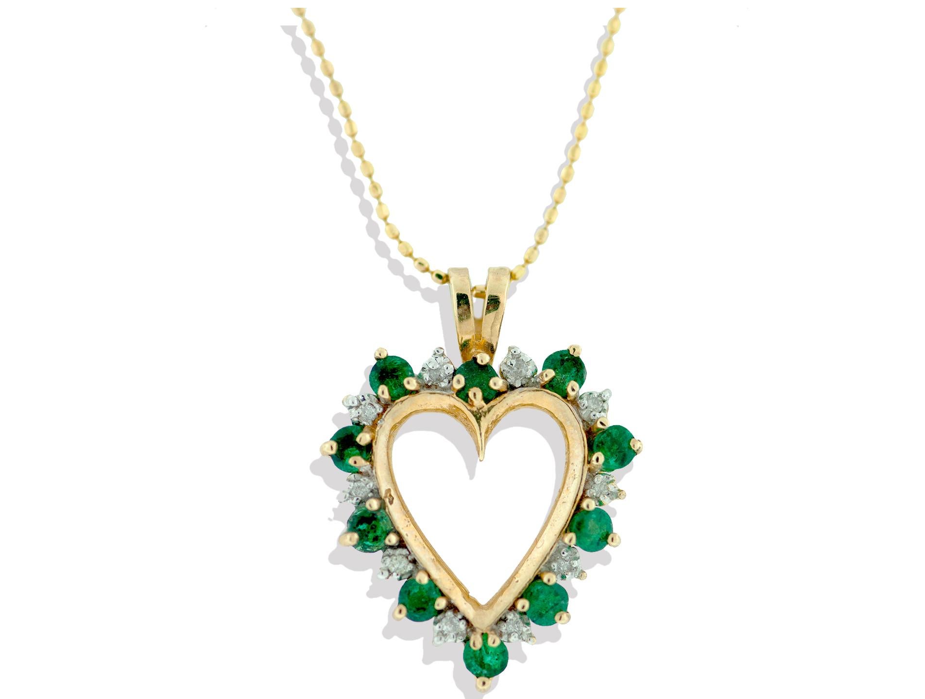 emerald and diamond heart necklace