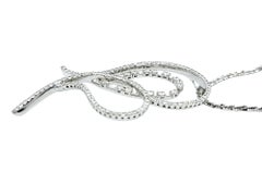 Large Pavé Diamond Open Heart Swirl 20" Long Pendant Necklace in White Gold