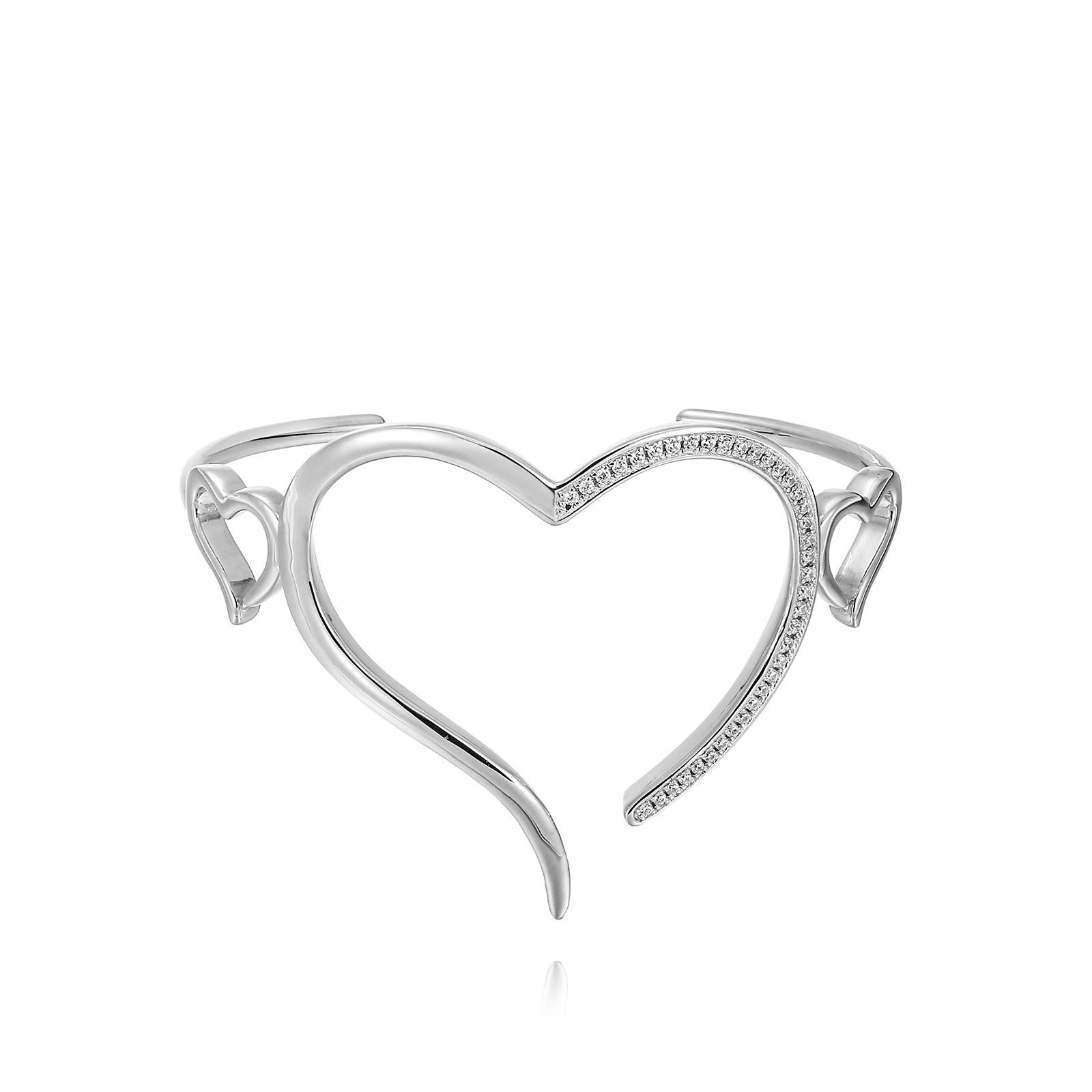 Modern Open Heart Wire Cuff For Sale