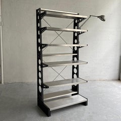 Open Industrial Steel Shelving Unit with Task Lamp