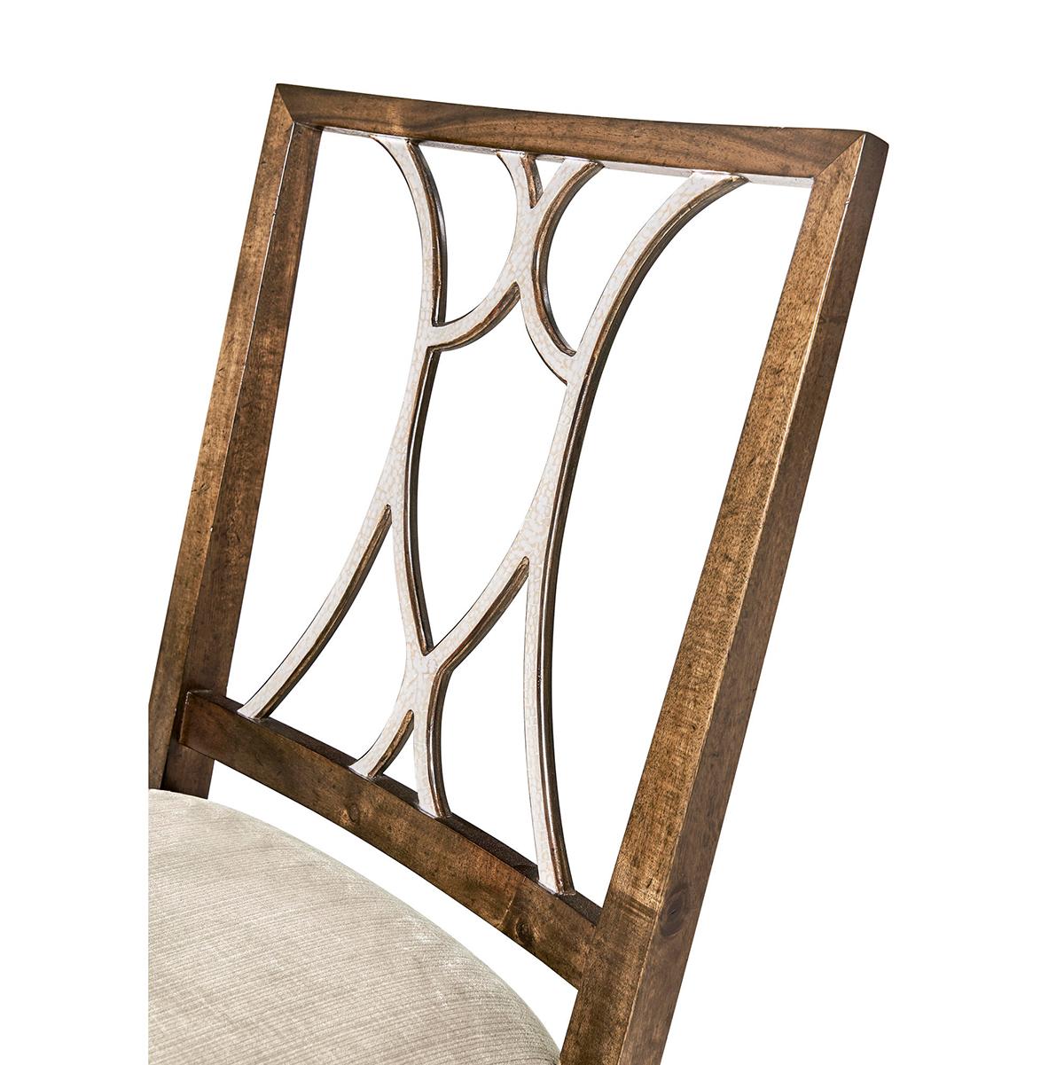 Neoclassical Open Lattice Dining Chairs For Sale