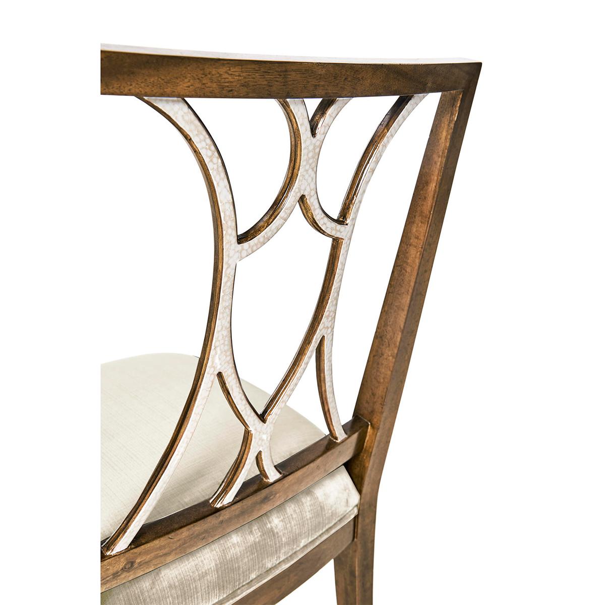 Wood Open Lattice Dining Chairs For Sale