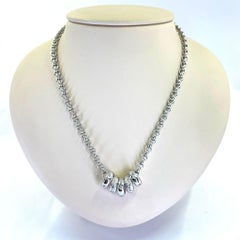 Open Link Chain with Sliding Diamond Rondelle Pendants