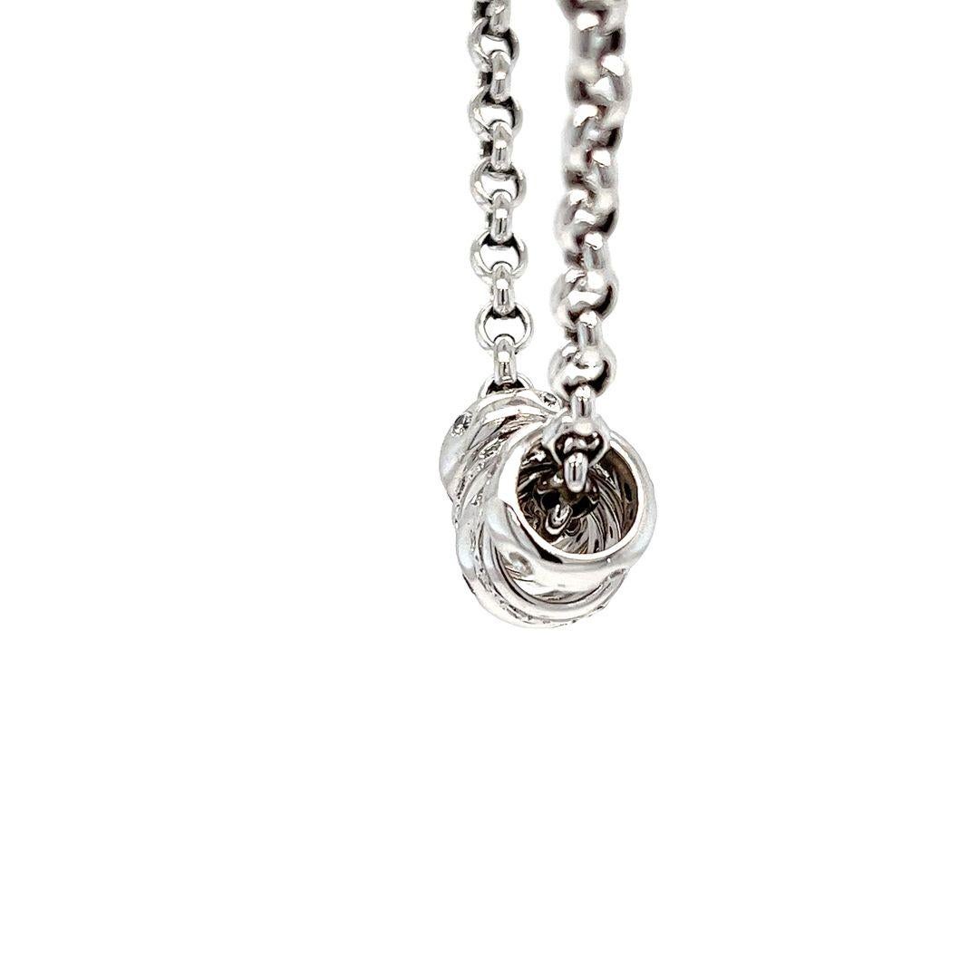 Round Cut Open Link Chain with Sliding Diamond Rondelle Pendants For Sale