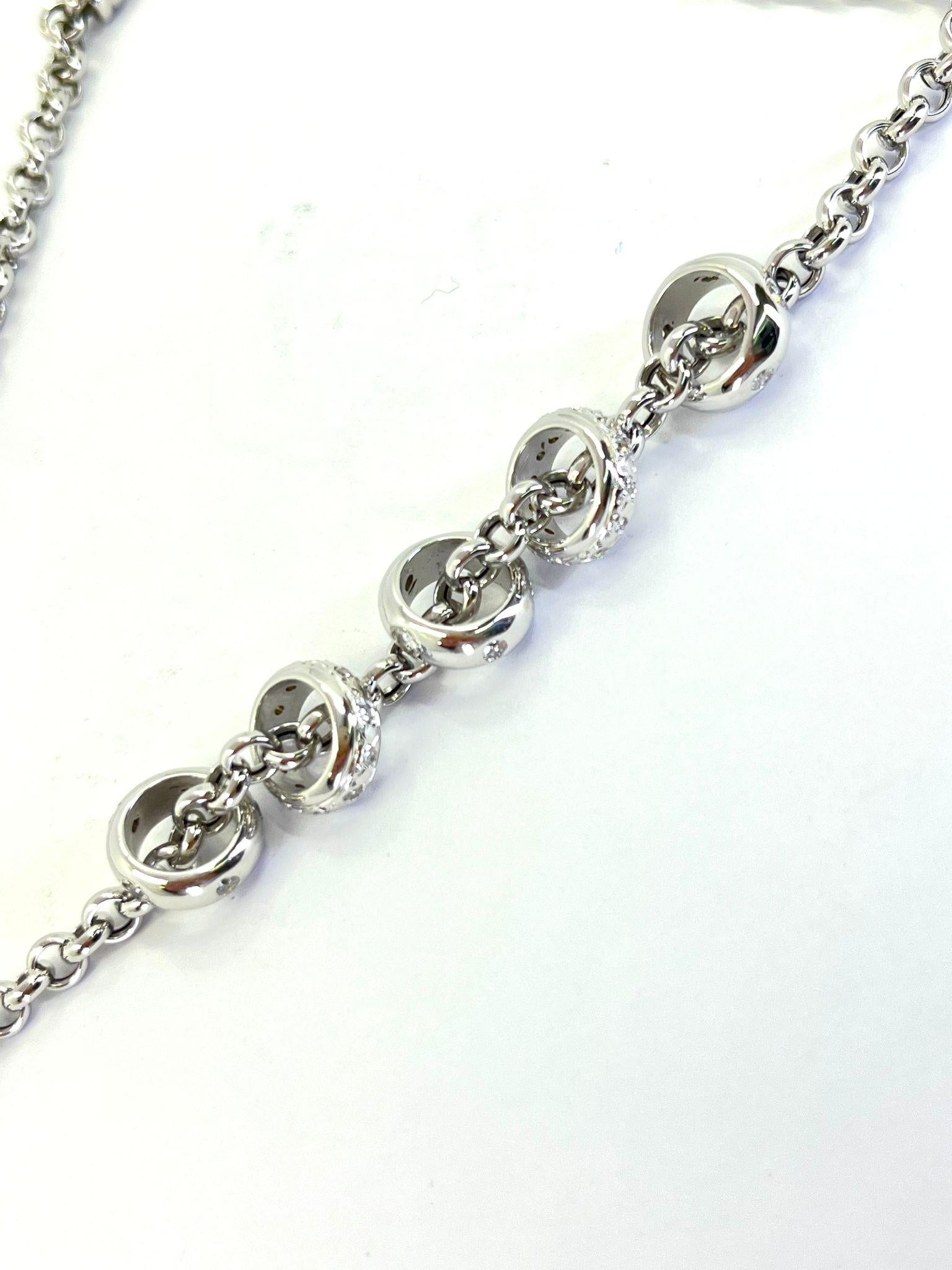 Open Link Chain with Sliding Diamond Rondelle Pendants For Sale 1