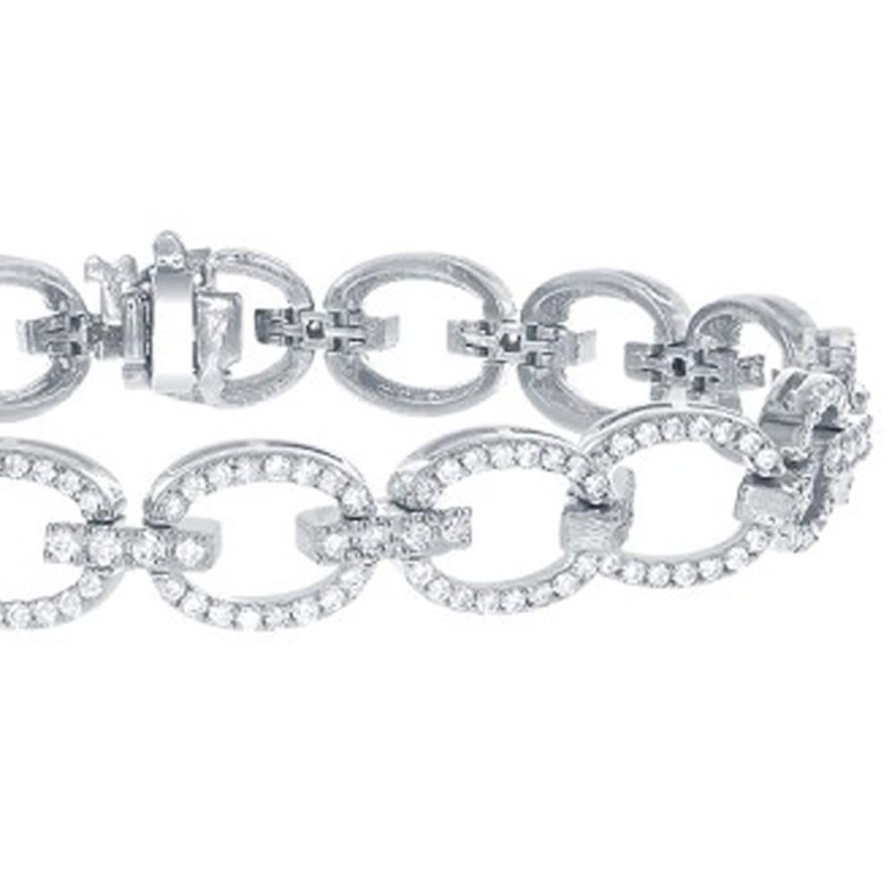 Open link diamond bracelet with 2.55 ct of diamonds. There are 320 round brilliant cut diamonds set in 14 karat white gold with double safety catch.