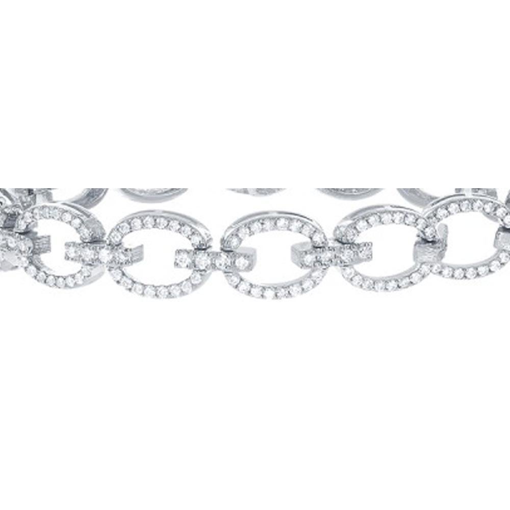 Round Cut Open Link Diamond Bracelet with 2.55ct of Round Brilliant Diamonds, 14kt White For Sale