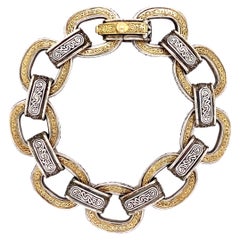 Retro Open Link Gold and 925 Sterling Silver Bracelet