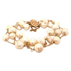 Offenes A Link Perlenarmband aus 14k Gelbgold, ca. 1960er Jahre