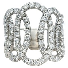 Open Loop Pavé Diamond Wide Band Ring in Polished 18 Karat White Gold