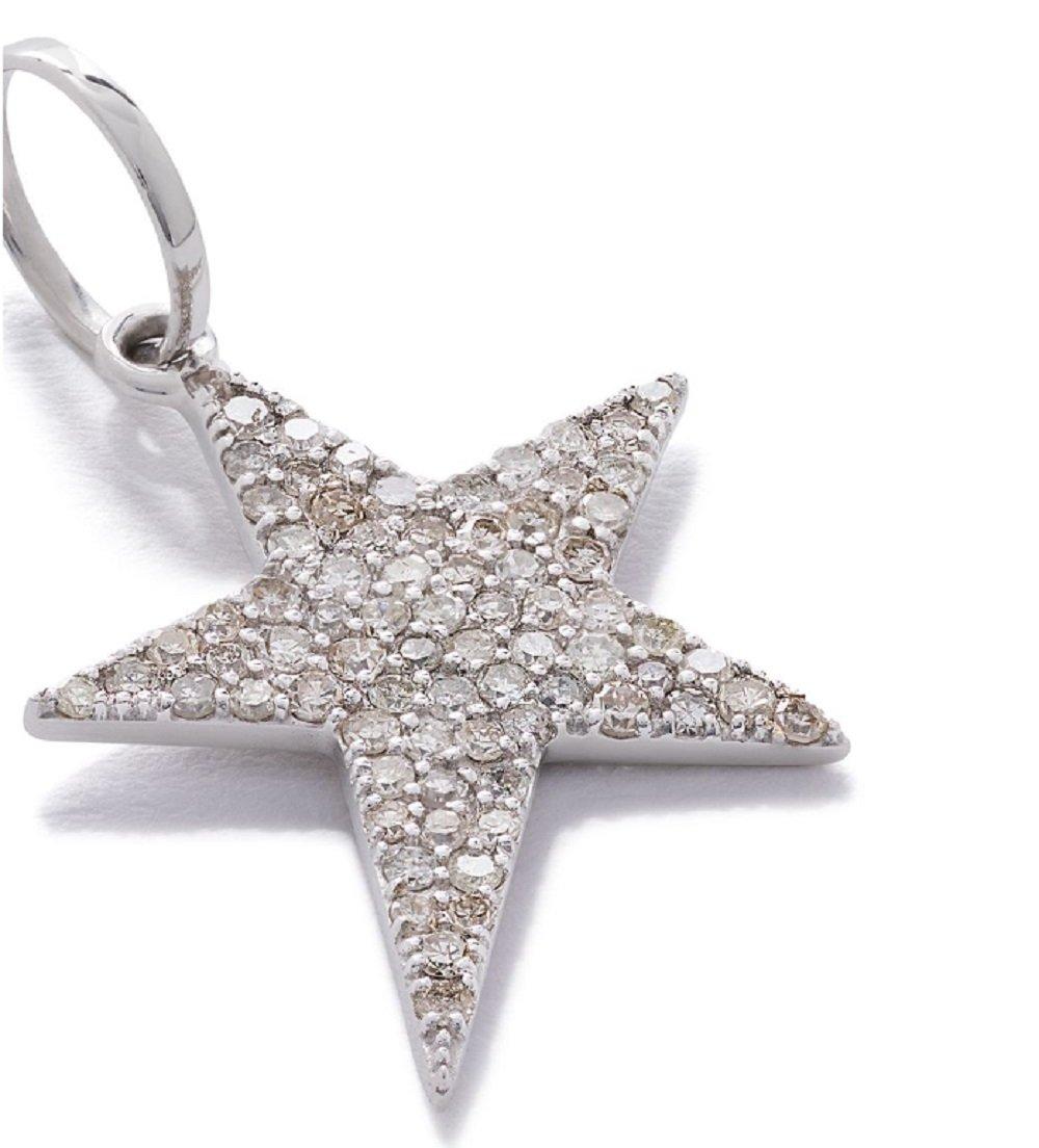 Open Love and Pave Diamond Star 18K Pendant Necklace In New Condition For Sale In Hong Kong, HK
