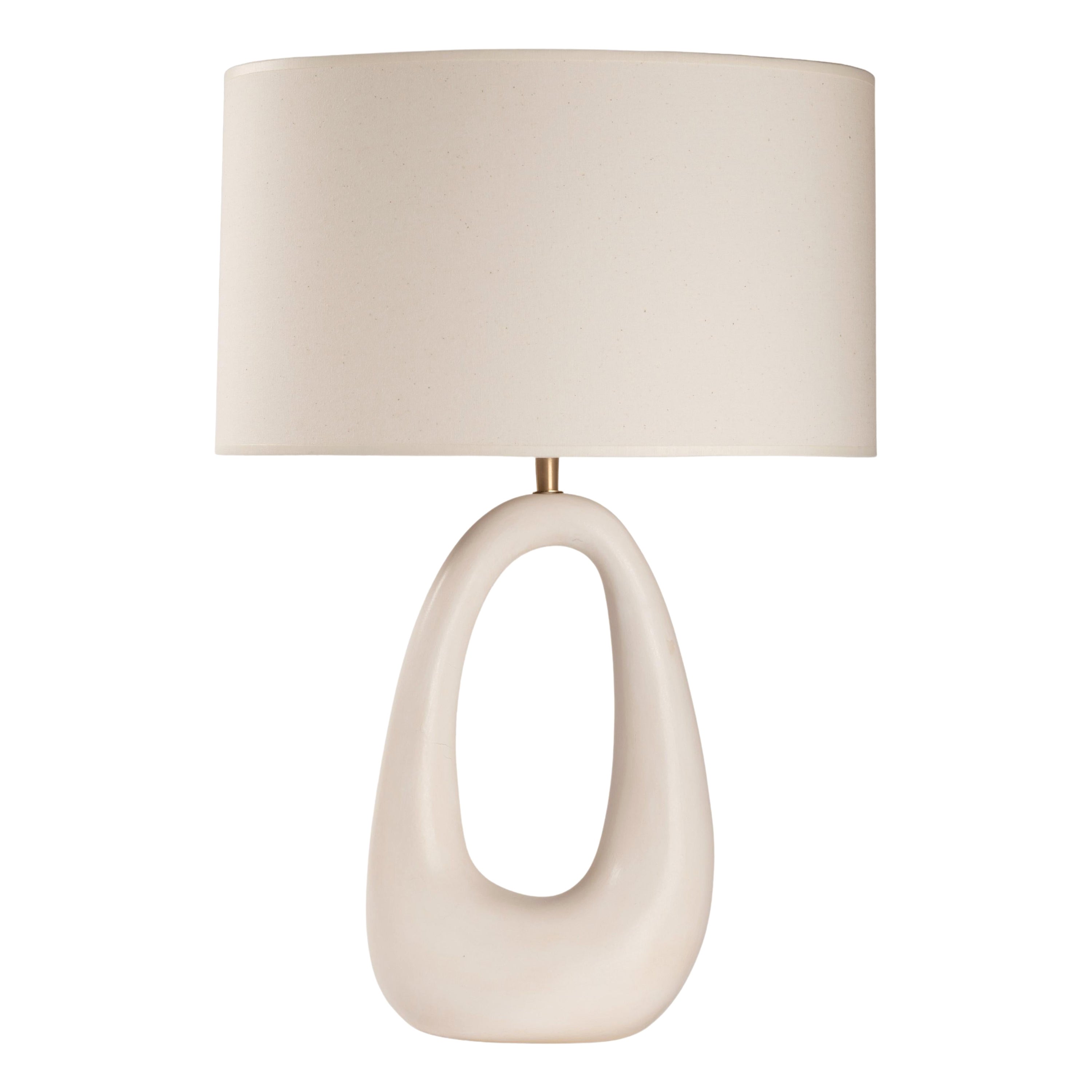 Base ovale ouverte Off-White Sculptural Morden Ceramic Table Lamp by Elsa Foulon