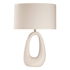 Open Oval Base Off-White Sculptural Morden Ceramic Table Lamp by Elsa Foulon