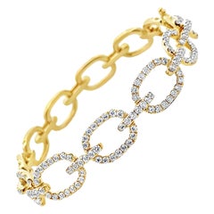 Open Oval Multi Link 3.66 Carat Diamond Bracelet in 18K Yellow Gold