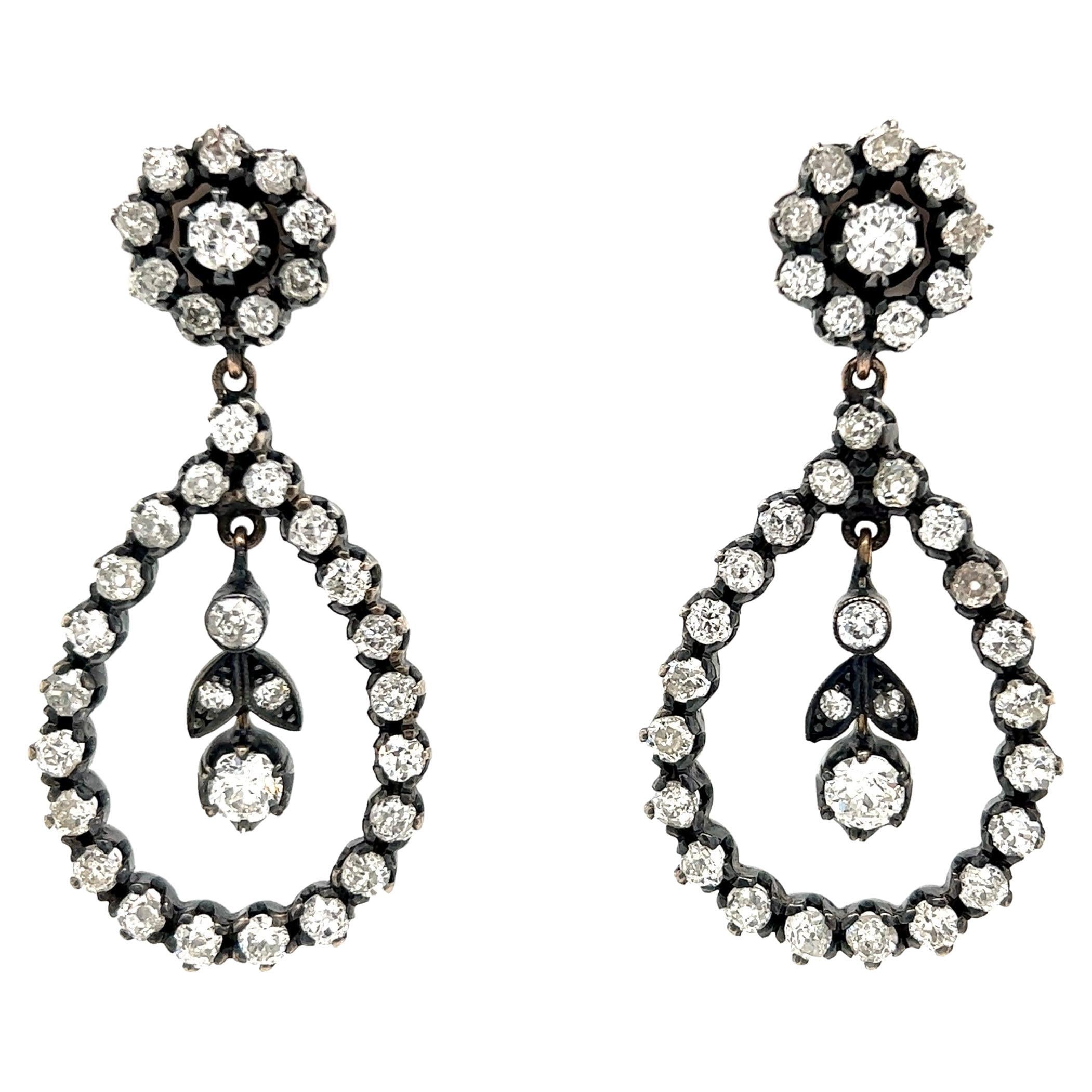 Turquoise Diamond Drop Earrings Vintage 70s Clip On Long Branch Jewelry