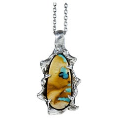 Open Plains (Manassa Turquoise, Sterling Silver Pendant) by Ken Fury