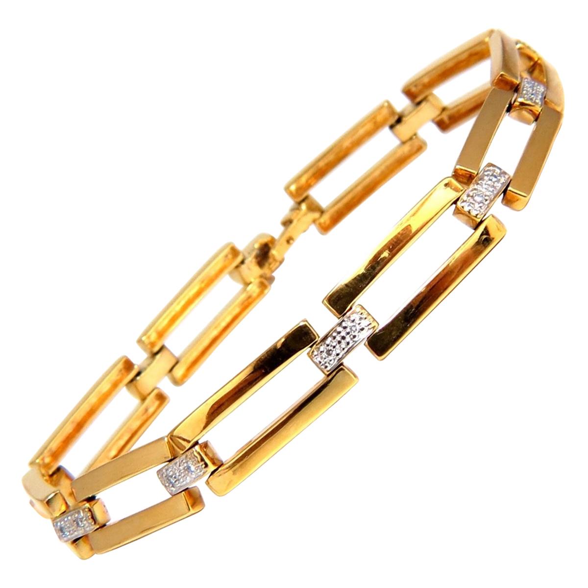 Open Rectangular Link .20 Carat Diamond Bracelet 14 Karat