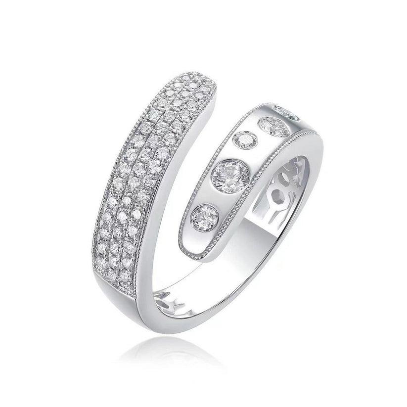En vente :  Bague ouverte en or blanc 14K (ou 18k sur demande) Pavé de diamants 4