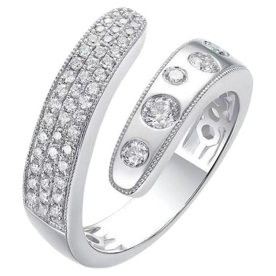 En vente :  Bague ouverte en or blanc 14K (ou 18k sur demande) Pavé de diamants