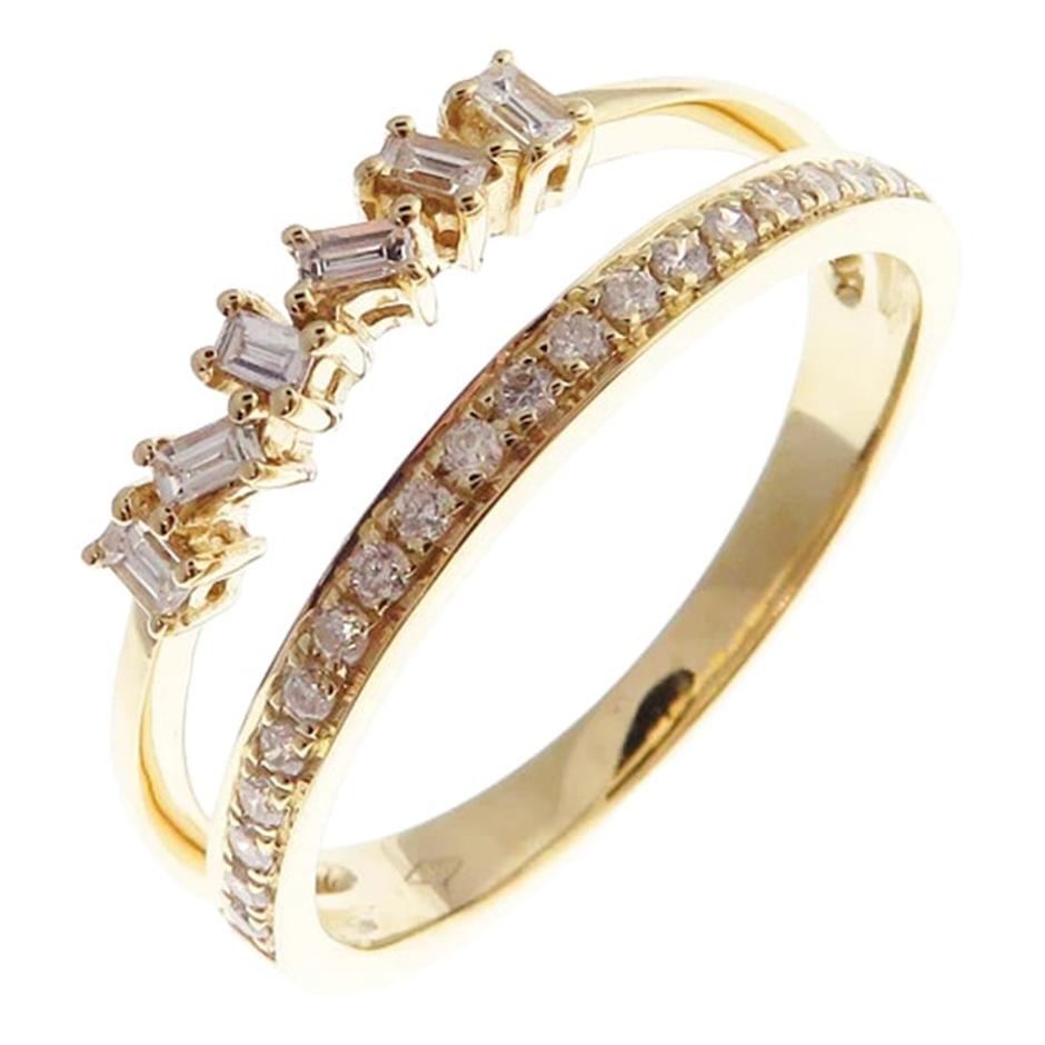 For Sale:  Open Ring Double Band Diamond 3-PC Ring Set 10