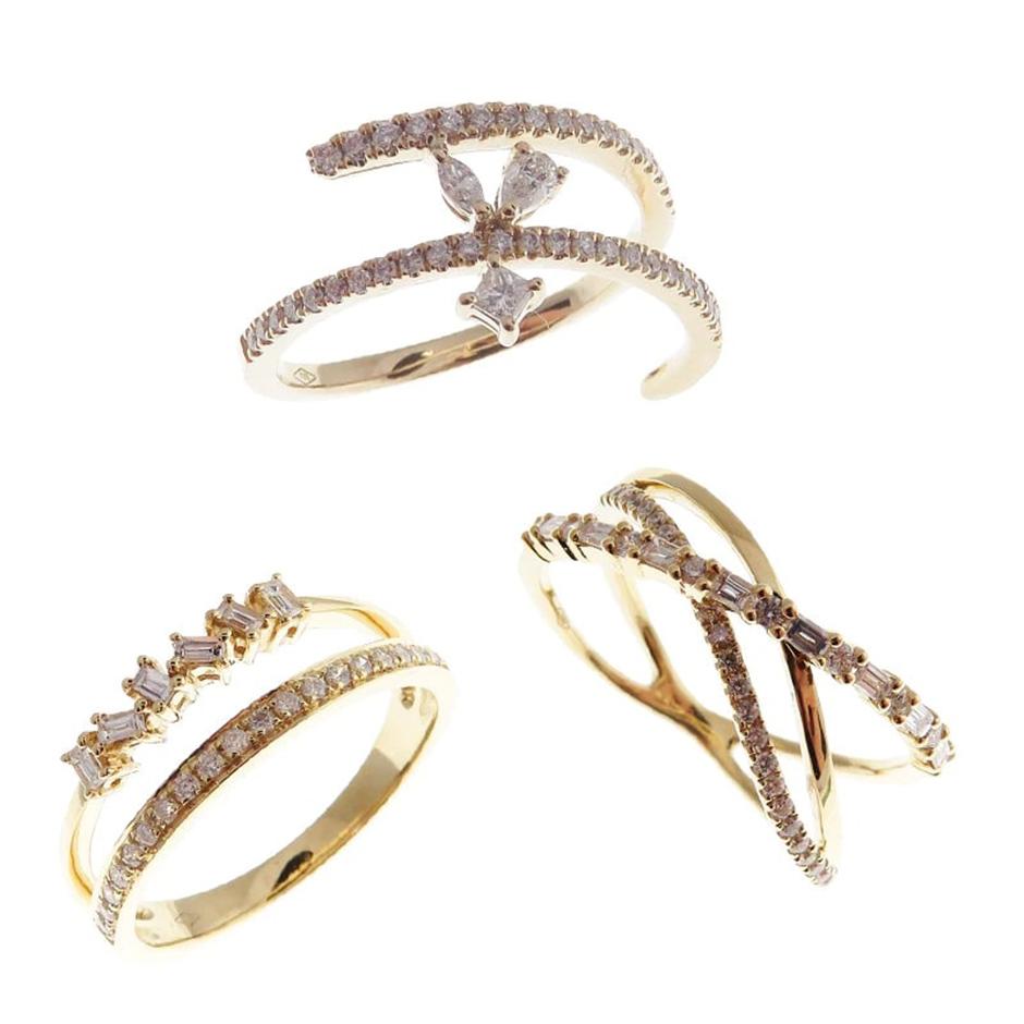 For Sale:  Open Ring Double Band Diamond 3-PC Ring Set 13