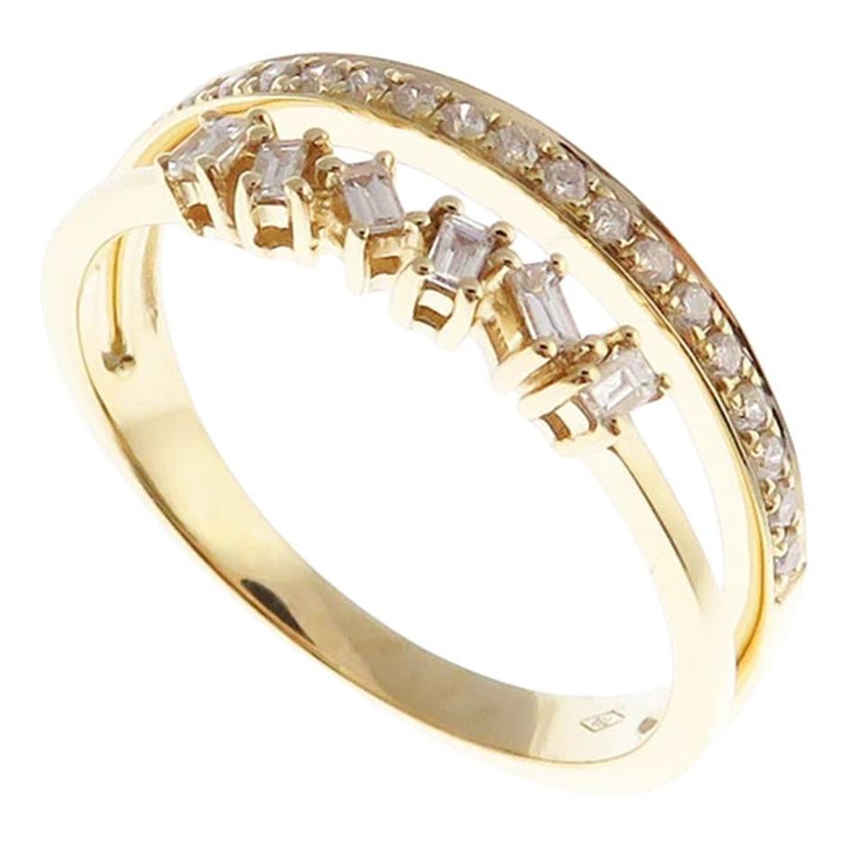 Im Angebot: Offener Ring Doppelband-Diamant 3-t-Ring-Set mit Ring () 9