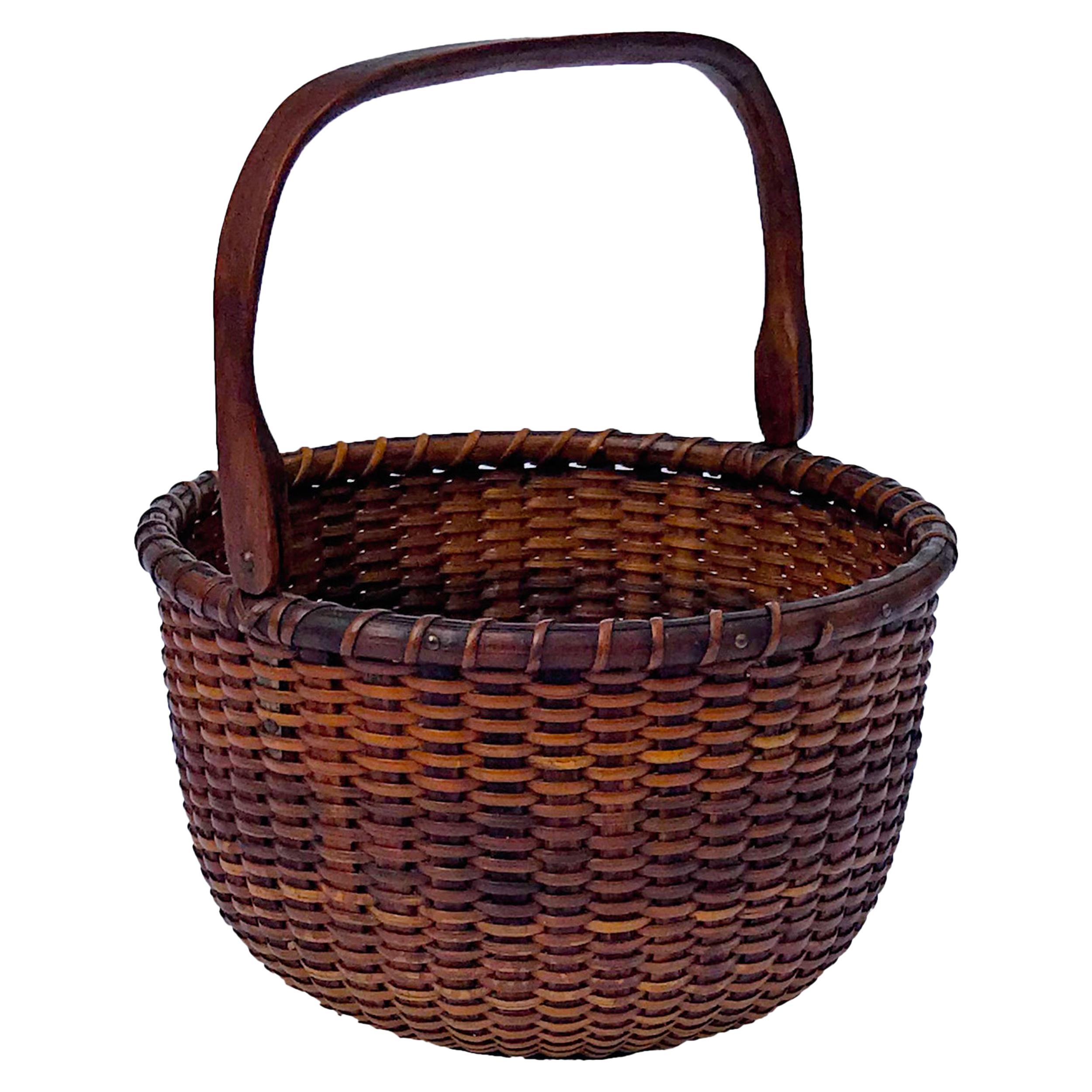 Open Round Nantucket Lightship Basket by Sherwin Boyer For Sale