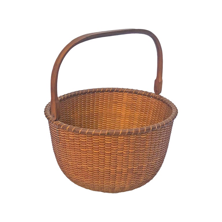 Open Round Nantucket Lightship Basket with Original Paper Label For Sale at  1stDibs | original nantucket basket