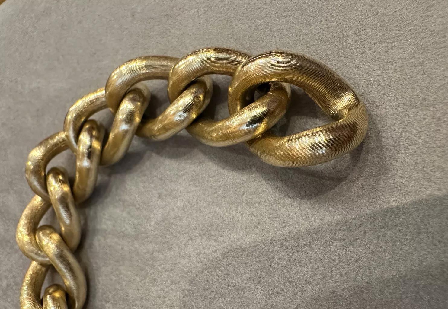 Open Rounded Curb Link Bracelet in 14k Yellow Gold with Brush Finish 1
