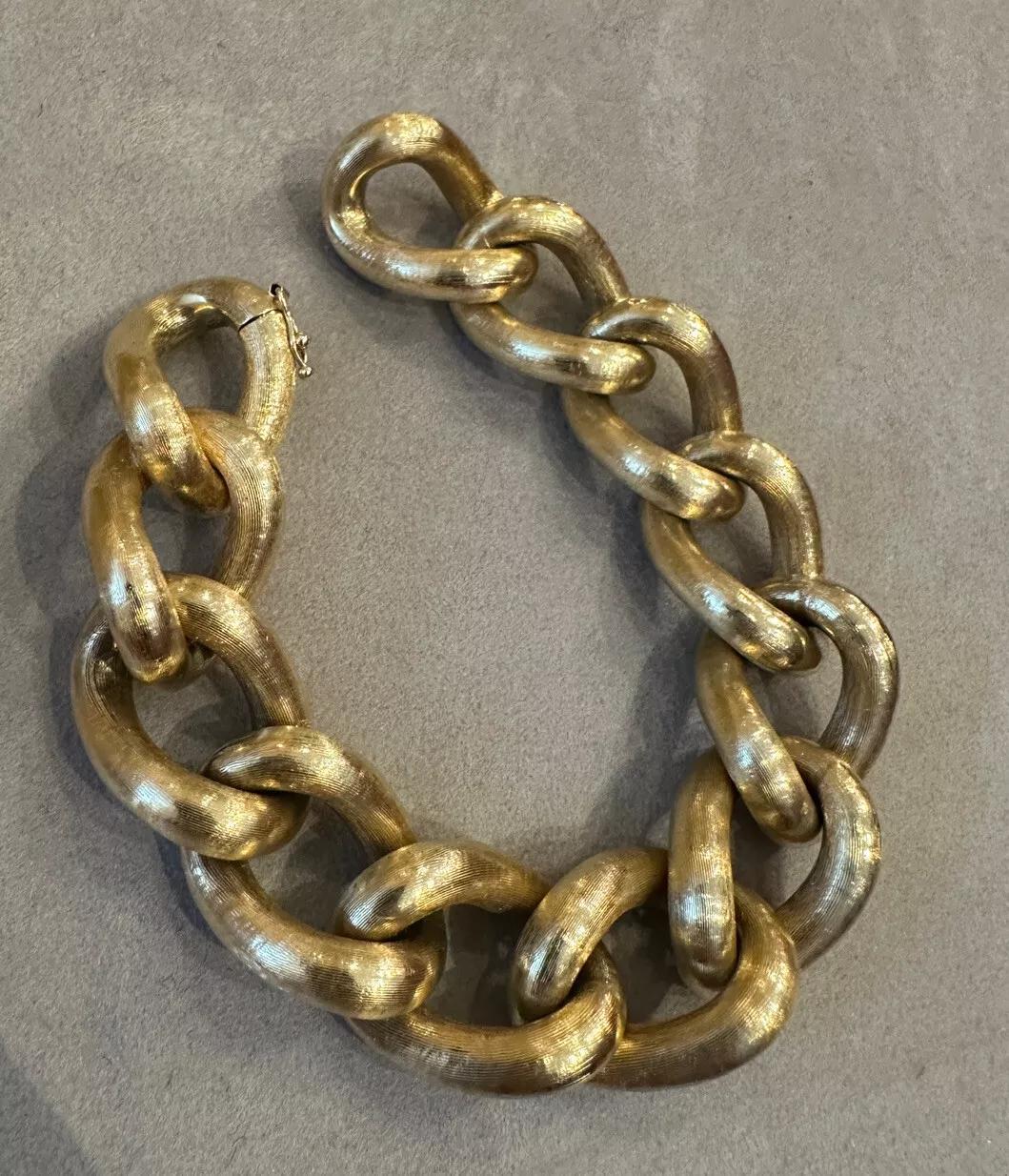 Open Rounded Curb Link Bracelet in 14k Yellow Gold with Brush Finish 2