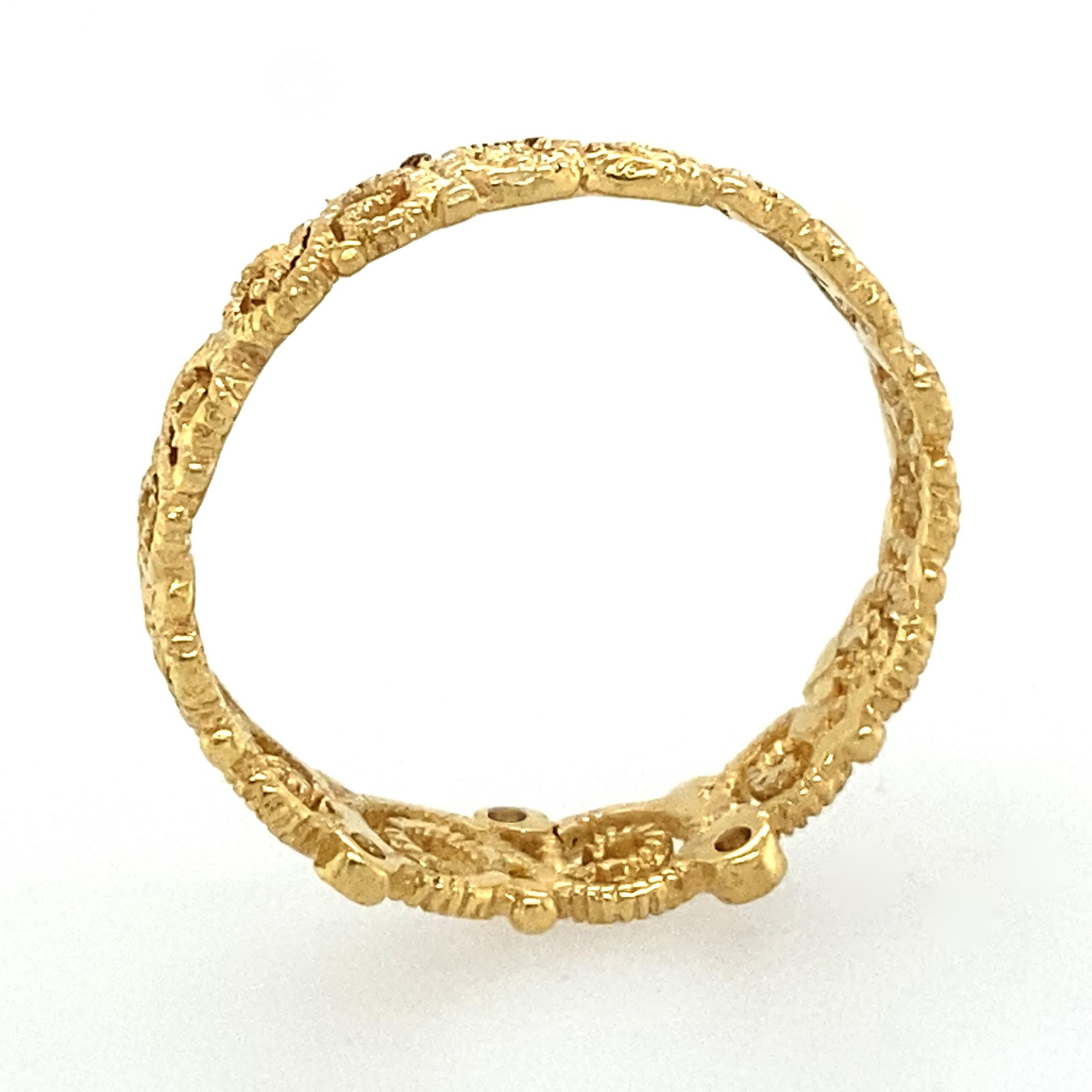 Open Scrollwork Band in 18 Karat Yellow Gold with Diamond Accents 6