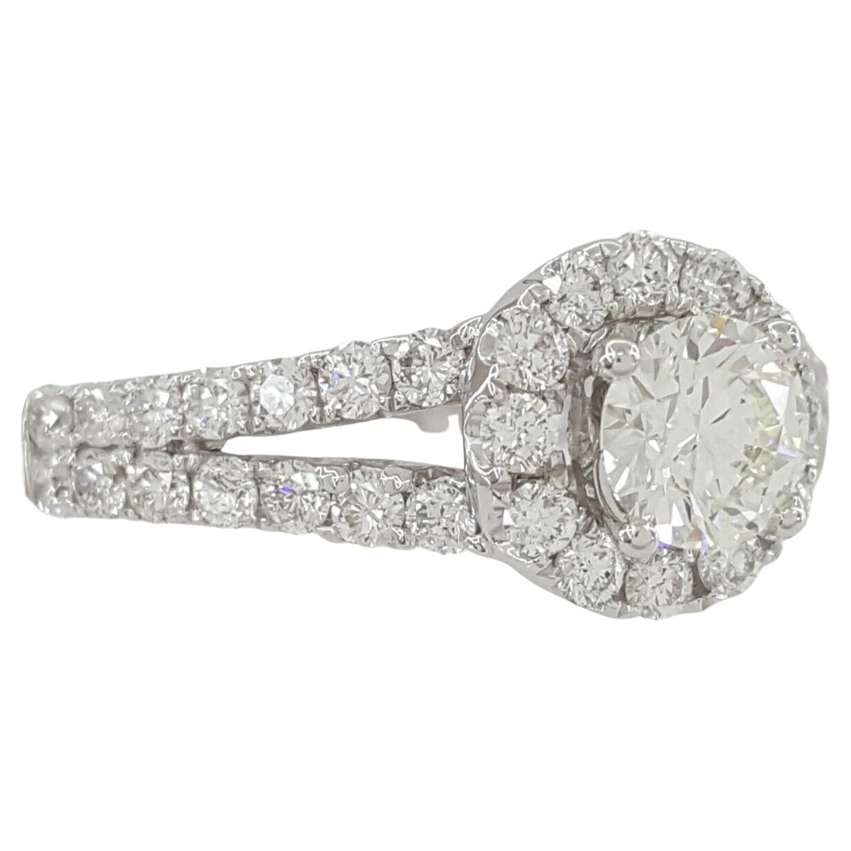 Open Shank Pave Round Brilliant Cut Diamond Solitaire Ring For Sale at ...