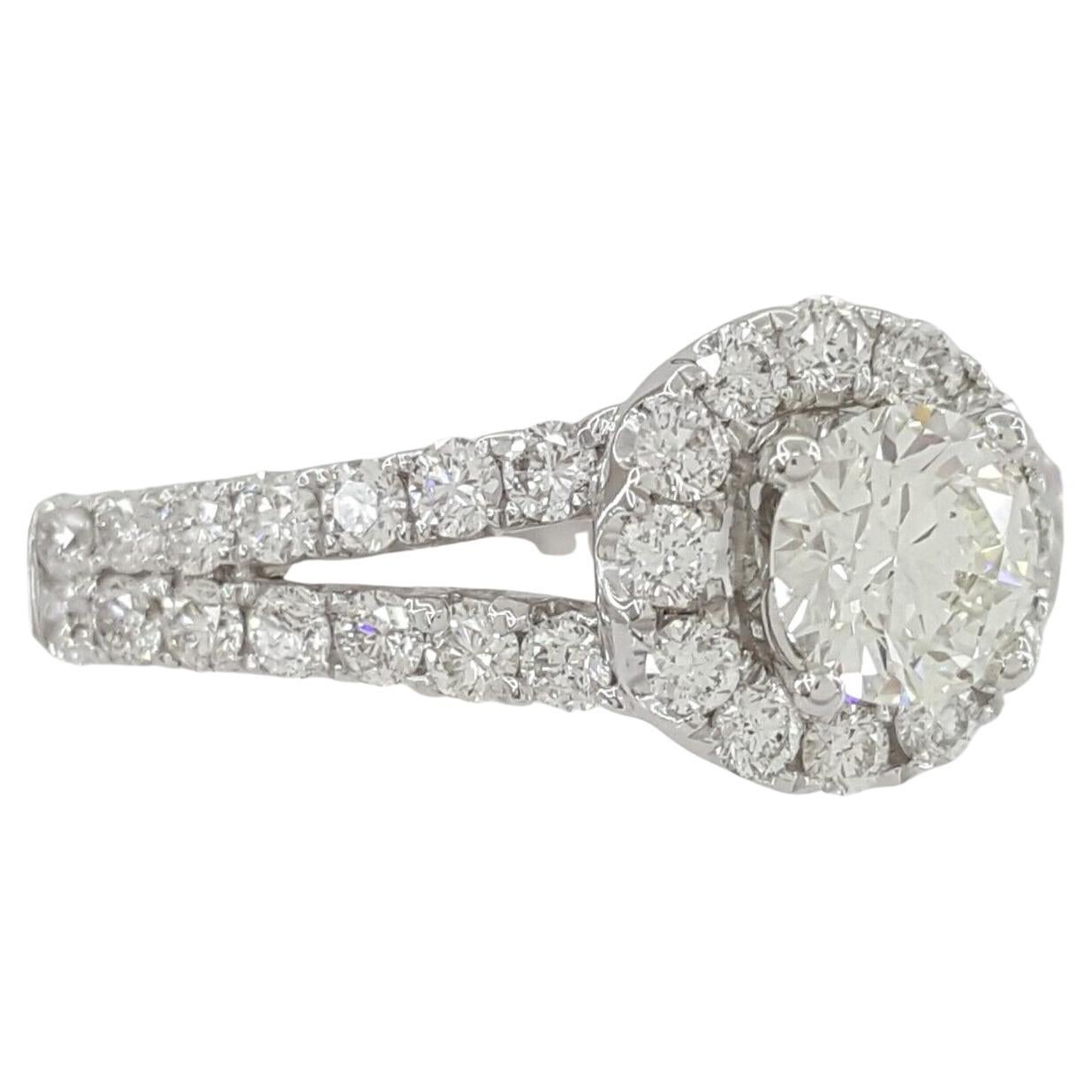 Taille ronde Bague solitaire en diamant à taille ronde et brillante, avec pavé, à monture ouverte en vente