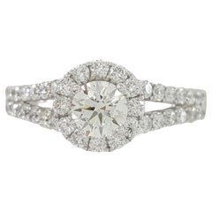 Open Shank Pave Round Brilliant Cut Diamond Solitaire Ring