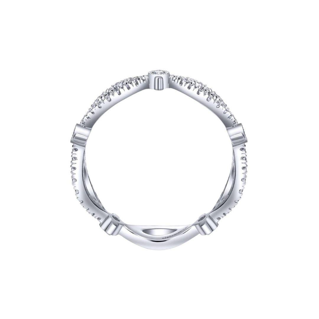 Round Cut Open Space Pave Design White Gold Diamond Band For Sale